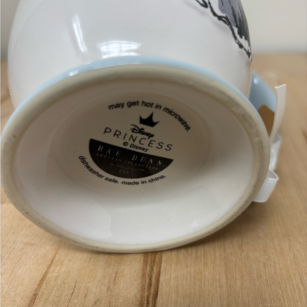 Rae Dunn Disney Princess Cinderella Mug Double Sided Blue Handle & Bow Trim New - Picture 4 of 4